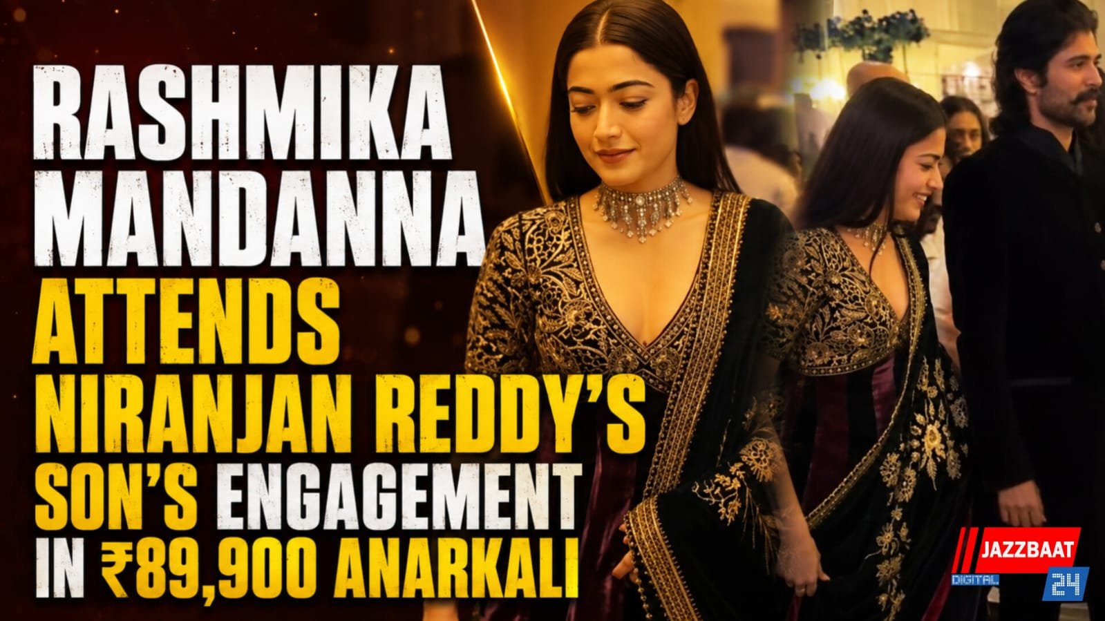 Rashmika Mandanna Attends Niranjan Reddy’s Son’s Engagement in ₹89,900 Anarkali