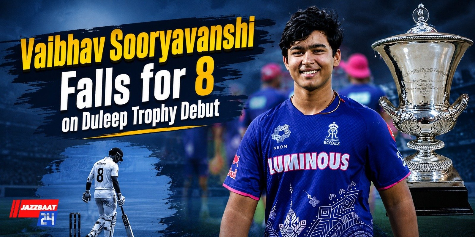 Vaibhav Sooryavanshi Falls for 8 on Duleep Trophy Debut