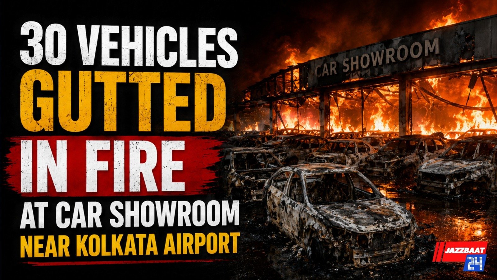 30 vehicles gutted in fire at car showroom near Kolkata airport