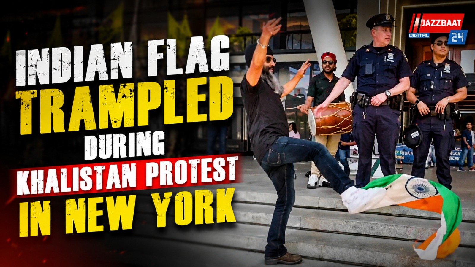 Indian Flag Trampled During Khalistan Protest In New York