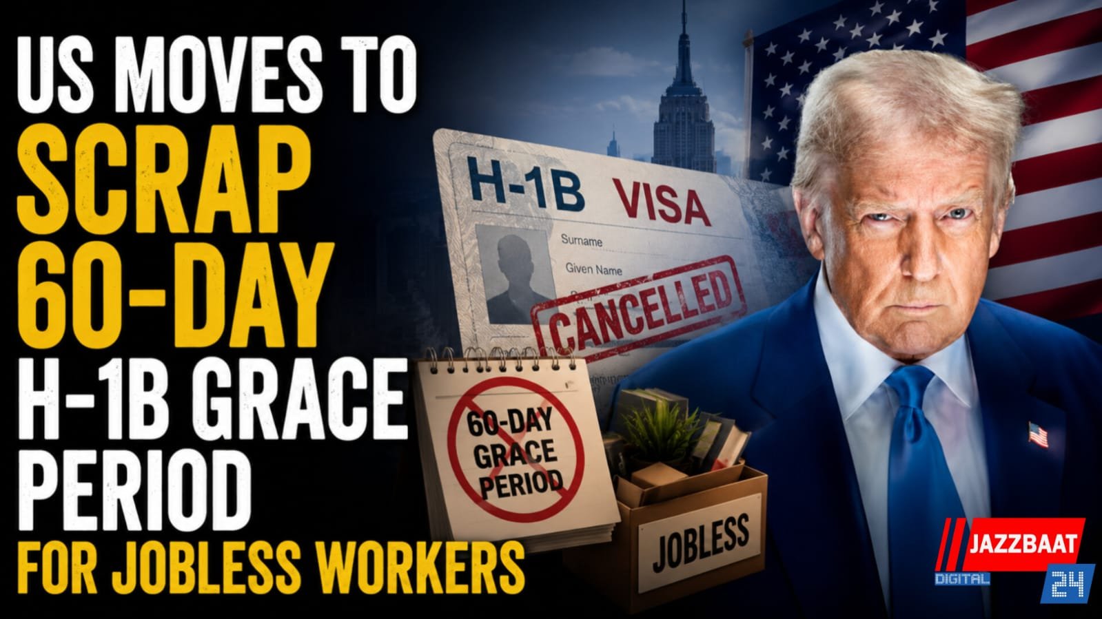 US Moves to Scrap 60-Day H-1B Grace Period for Jobless Workers