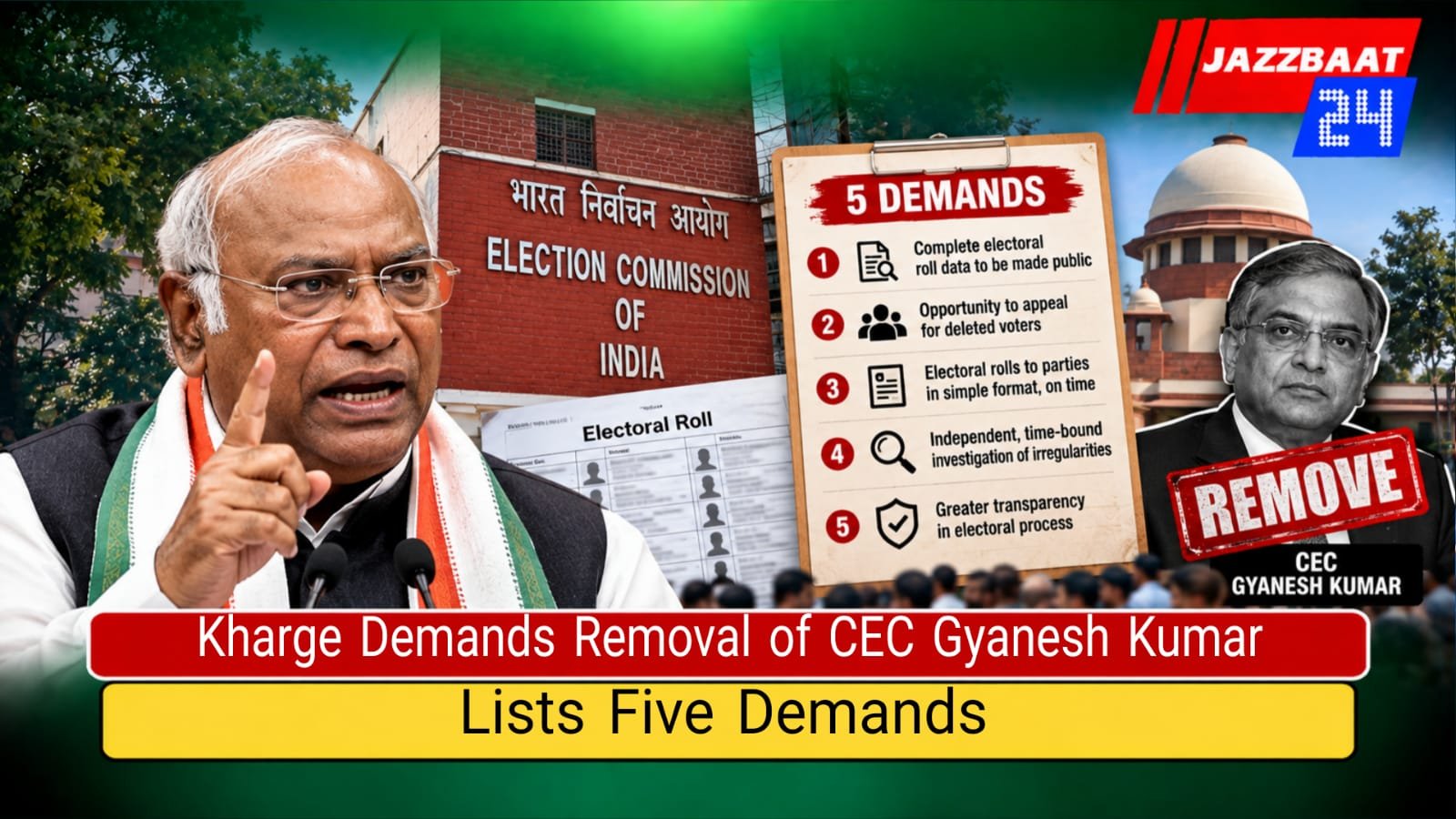 Kharge Demands Removal of CEC Gyanesh Kumar, Lists Five Demands