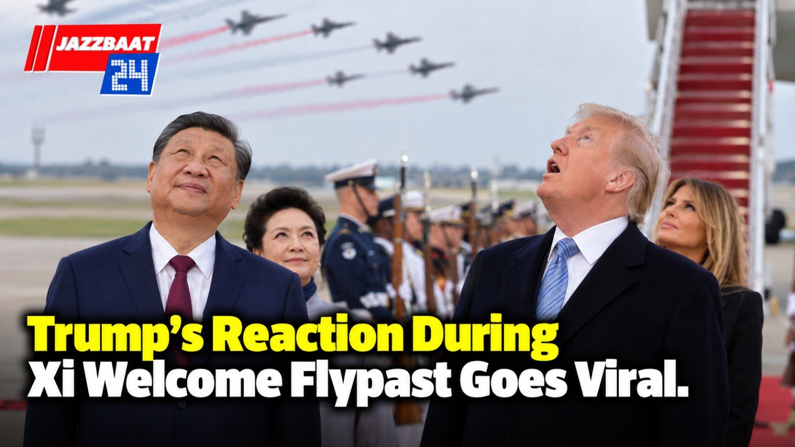Trump’s Reaction During Xi Welcome Flypast Goes Viral