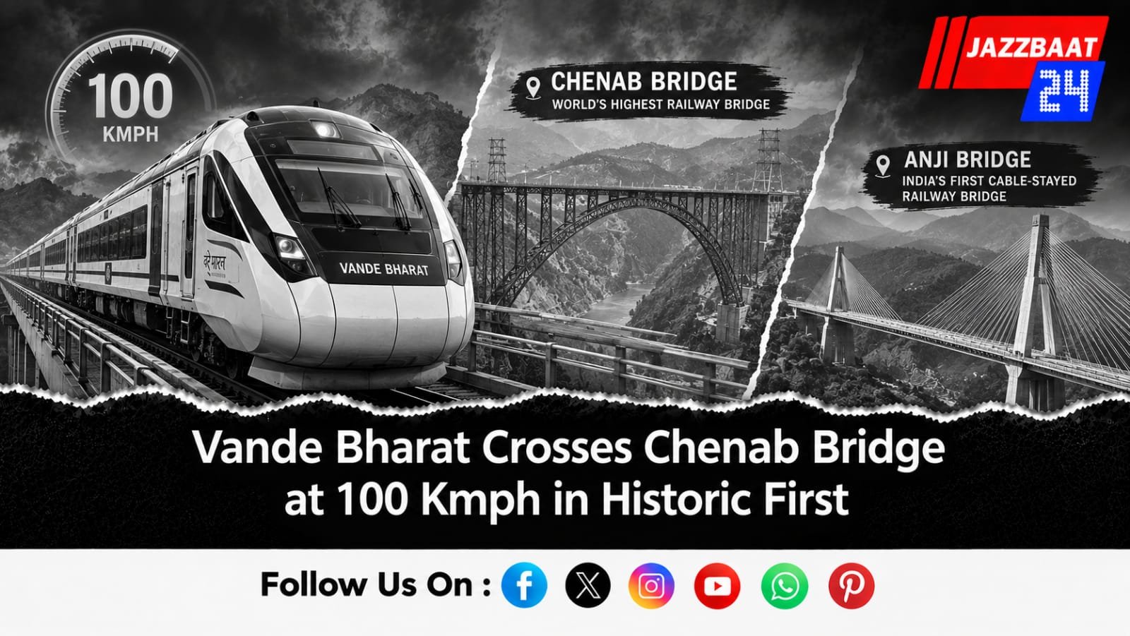Vande Bharat Crosses Chenab Bridge at 100 Kmph in Historic First