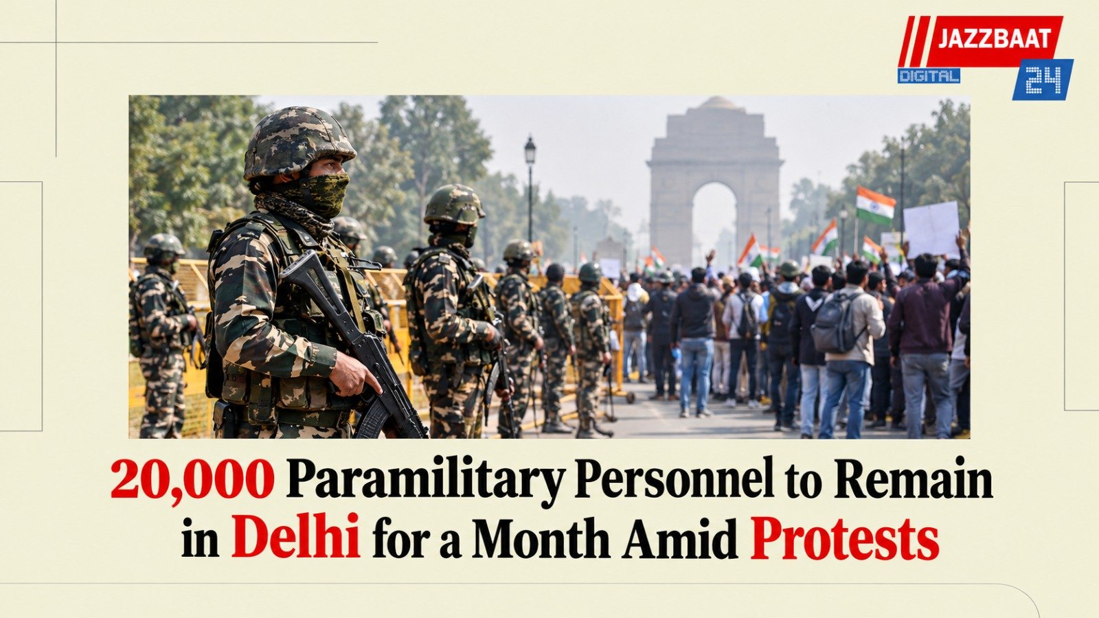 20,000 Paramilitary Personnel to Remain in Delhi for a Month Amid Protests