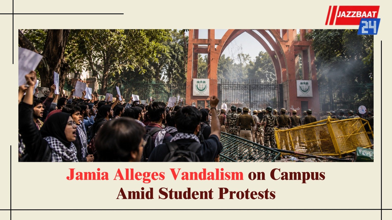 Jamia Alleges Vandalism on Campus Amid Student Protests